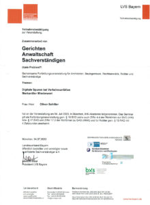 Urkunde - Kfz-Sachverständigenbüro Oliver Schiller in Olching
