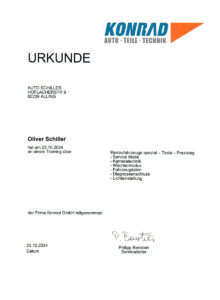 Urkunde - Kfz-Sachverständigenbüro Oliver Schiller in Olching