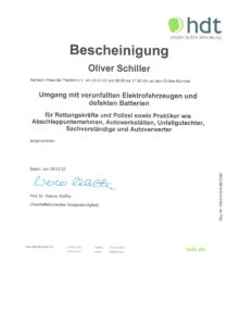 Urkunde - Kfz-Sachverständigenbüro Oliver Schiller in Olching